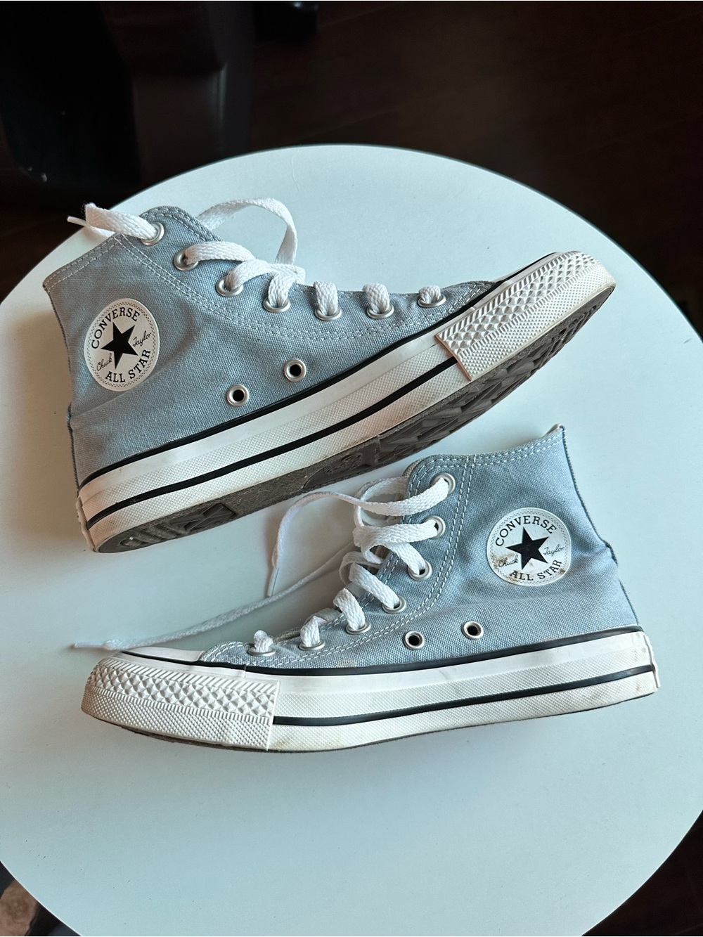 Converse All Star High Top Sneakers Light Blue and White